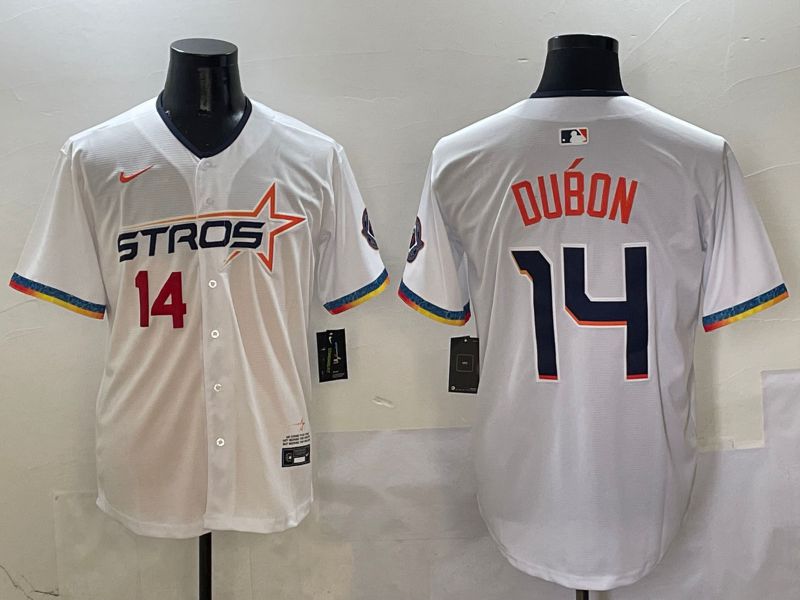 Men Houston Astros #14 Dubon White Fourth generation Joint Name Nike 2025 MLB Jersey style 3